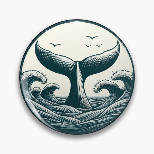 Item preview, Hand drawn whale tail ocean waves designed and sold by TomFrontierArt.