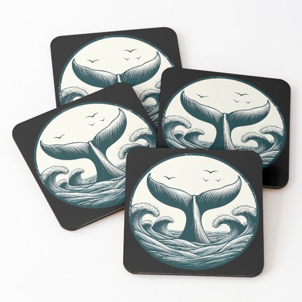 Item preview, Hand drawn whale tail ocean waves designed and sold by TomFrontierArt.