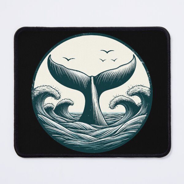 Item preview, Hand drawn whale tail ocean waves designed and sold by TomFrontierArt.