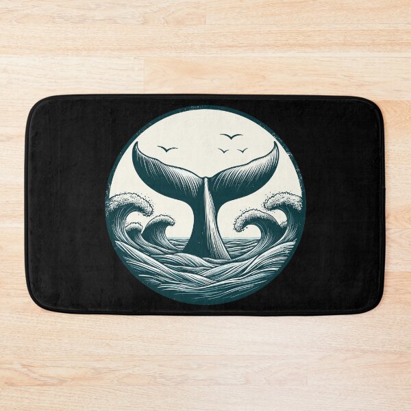 Item preview, Hand drawn whale tail ocean waves designed and sold by TomFrontierArt.