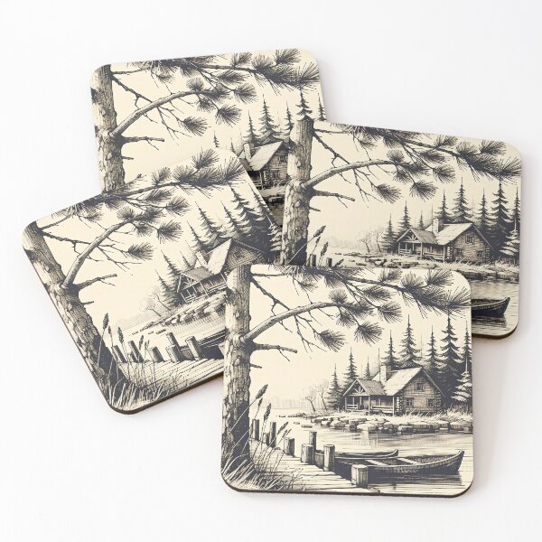 Item preview, Tranquil Lakeside Cabin Serenity designed and sold by PictorialWhimsy.