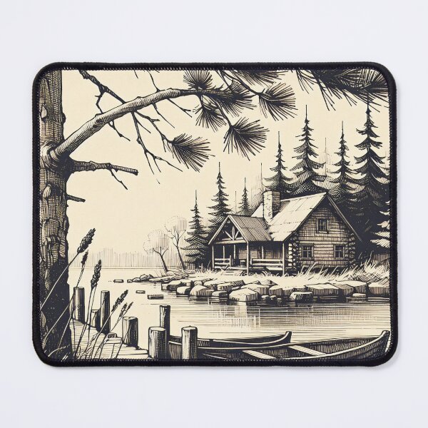 Item preview, Tranquil Lakeside Cabin Serenity designed and sold by PictorialWhimsy.