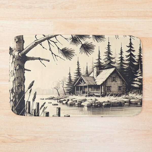 Item preview, Tranquil Lakeside Cabin Serenity designed and sold by PictorialWhimsy.