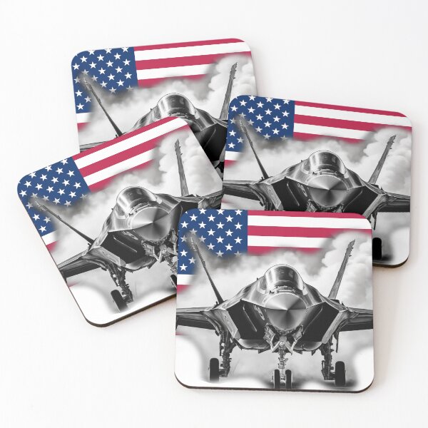 Item preview, F-35 Fighter on takeoff with US Flag backdrop designed and sold by shutterrudder.