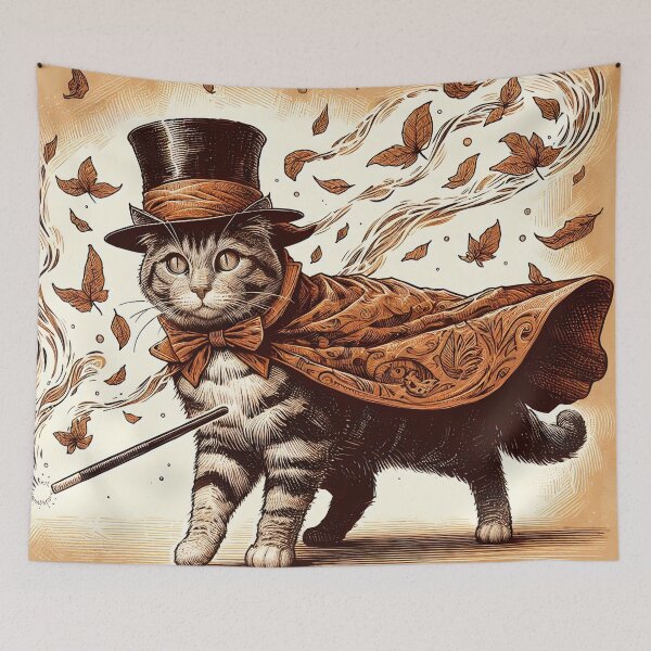 Item preview, Autumn Whispers and the Dapper Cat designed and sold by PictorialWhimsy.