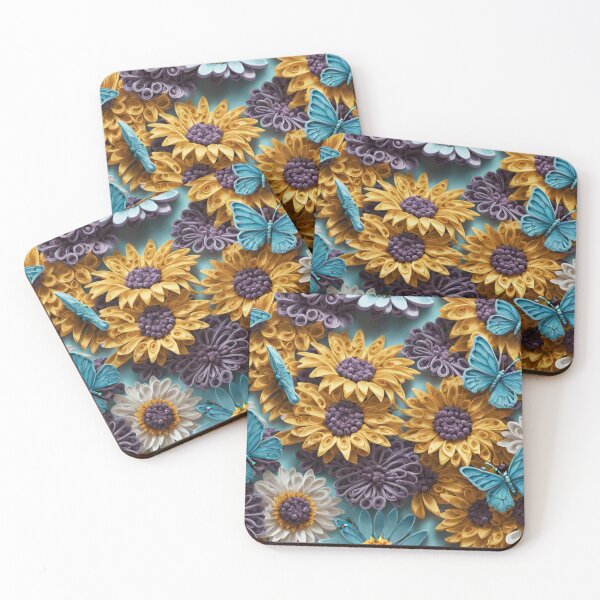 Item preview, Paper Art Style Illustration of Daisies and Sunflowers Seamless Pattern - Edition 10 designed and sold by CharlieDesings.