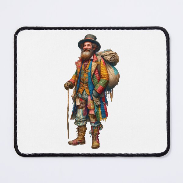 Item preview, Homeless Hobo Man with Bright Colored Patched Clothes designed and sold by kylmllr101684.