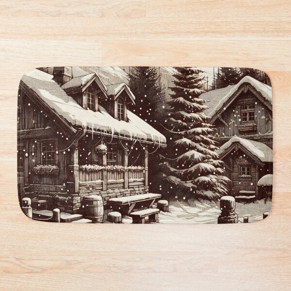 Item preview, Enchanted Alpine Village Winter Evening Glow designed and sold by PictorialWhimsy.