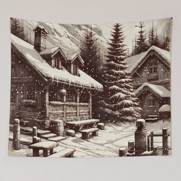Item preview, Enchanted Alpine Village Winter Evening Glow designed and sold by PictorialWhimsy.