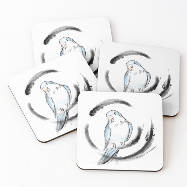 Item preview, Japanese sumie style blue quaker parrot (monk parakeet) designed and sold by okamechan.