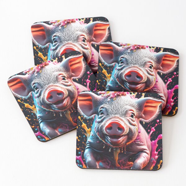 Artikelvorschau, Cute Happy Baby Pig Paint Splash entworfen und verkauft von TheArtOfPat.