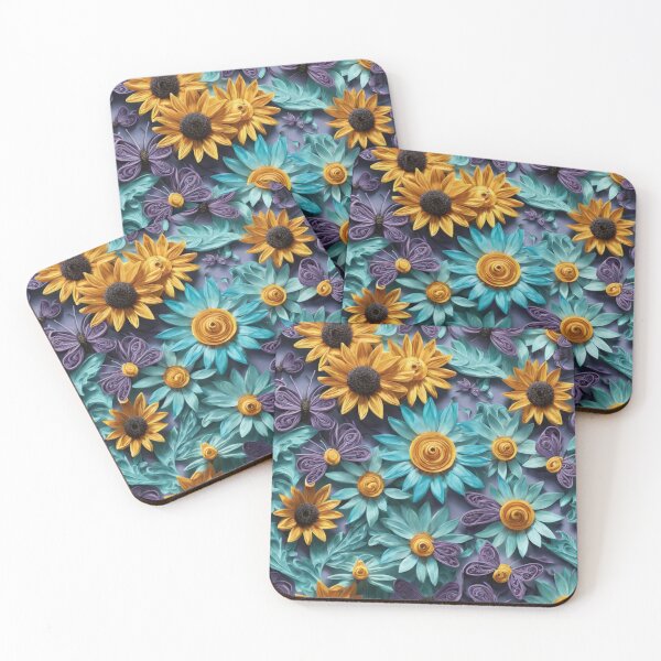 Item preview, Paper Art Style Illustration of Daisies and Sunflowers Seamless Pattern - Edition 12 designed and sold by CharlieDesings.