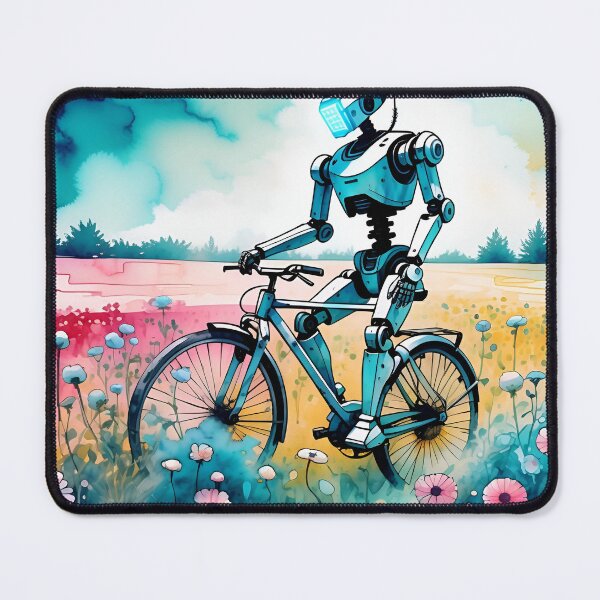 Item preview, Robot Bicycling Through a Flowery Field designed and sold by Skyfactory1066.