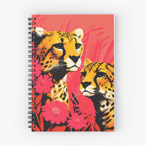 Item preview, Leopards with orange background, red and orange flowers designed and sold by KERaney.