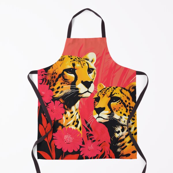 Item preview, Leopards with orange background, red and orange flowers designed and sold by KERaney.