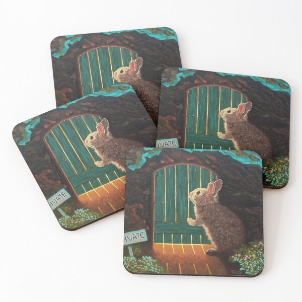Item preview, Knock Knock Rabbit fantasy oil painting designed and sold by Yue Zeng Art Studio.