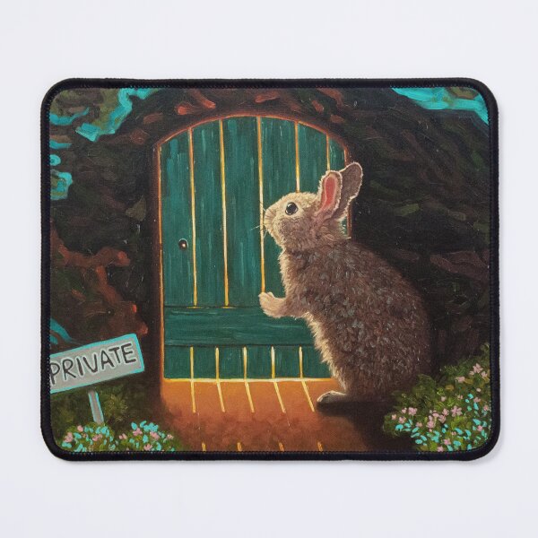 Item preview, Knock Knock Rabbit fantasy oil painting designed and sold by Yue Zeng Art Studio.