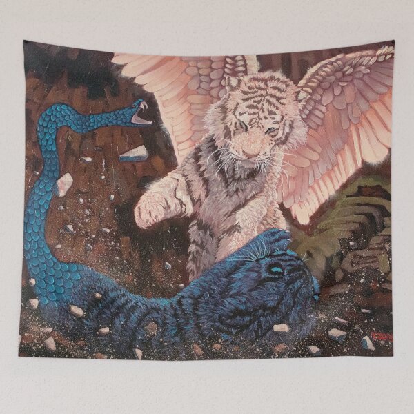 Item preview, Angel and demon fantasy oil painting tigers  designed and sold by Yue Zeng Art Studio.