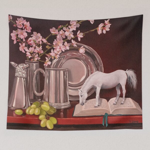 Item preview, Miniature horse still life fantasy oil painting designed and sold by Yue Zeng Art Studio.