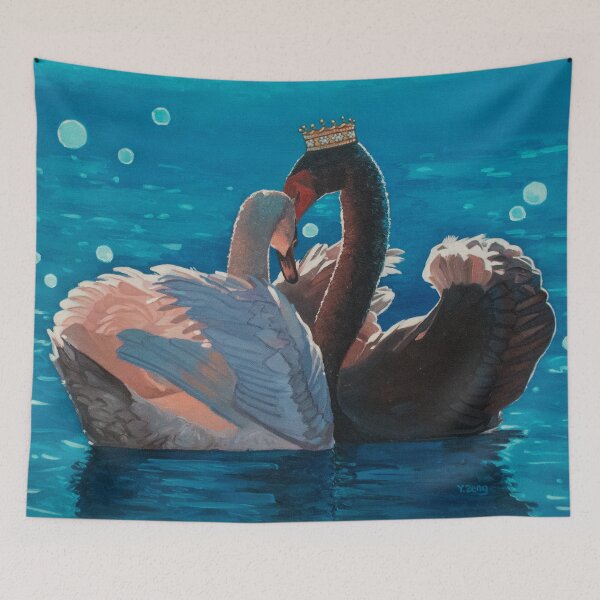 Artikelvorschau, Königspaar schwarz-weißer Schwan entworfen und verkauft von Yue Zeng Art Studio.