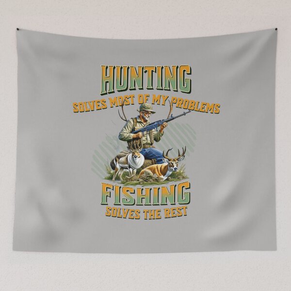 Item preview, Hunting Fishing Solves Most of my Problems - Outdoor Wear designed and sold by SilverWingInc.