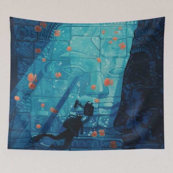 Item preview, Underwater ruin fantasy oil painting designed and sold by Yue Zeng Art Studio.