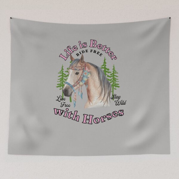 Item preview, Life is Better with HORSES - love horse riding equestrian designed and sold by SilverWingInc.