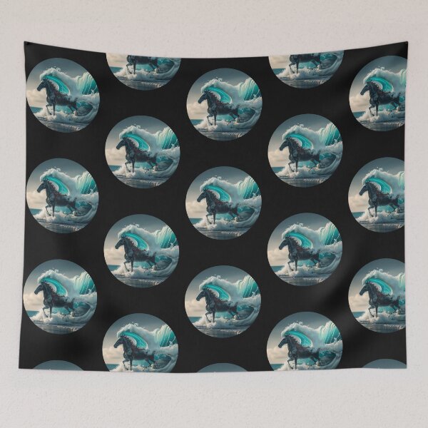 Item preview, Tsunami Wave Giving Birth to A Black Horse designed and sold by HanaiPrint.