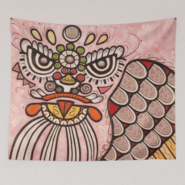 Item preview, Lion dance white abstract oil painting designed and sold by Yue Zeng Art Studio.