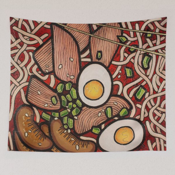 Item preview, Ramen noodle Chicken abstract oil painting designed and sold by Yue Zeng Art Studio.