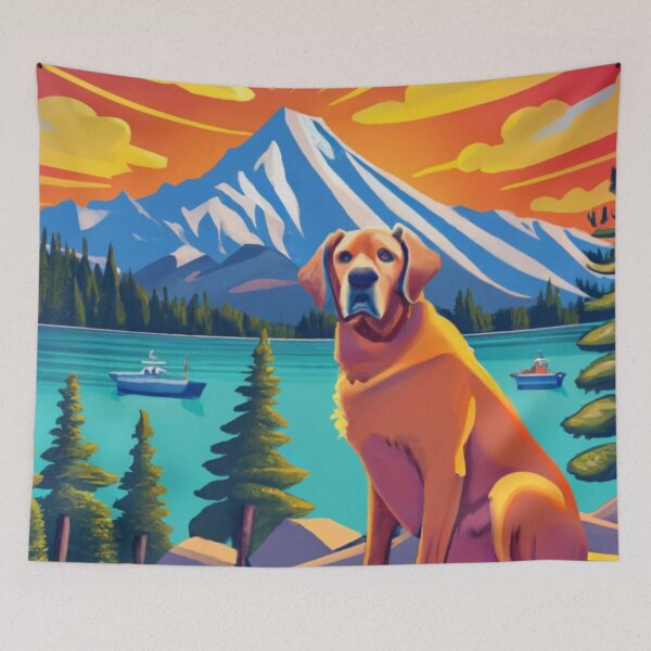 Item preview, Trail Hunting Dog With Mountain And Lake designed and sold by OregonsOwn.
