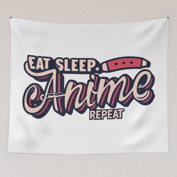 Item preview, Writing eat sleep anime repeat designed and sold by LuckyFamily.