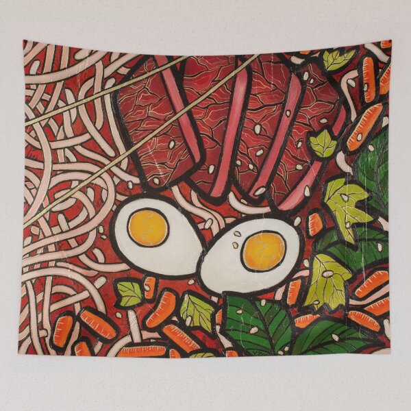 Item preview, Ramen noodle beef abstract oil painting designed and sold by Yue Zeng Art Studio.
