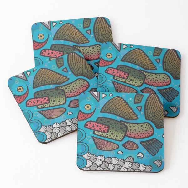 Item preview, Abstract freshwater fishes rainbow trout oil painting designed and sold by Yue Zeng Art Studio.