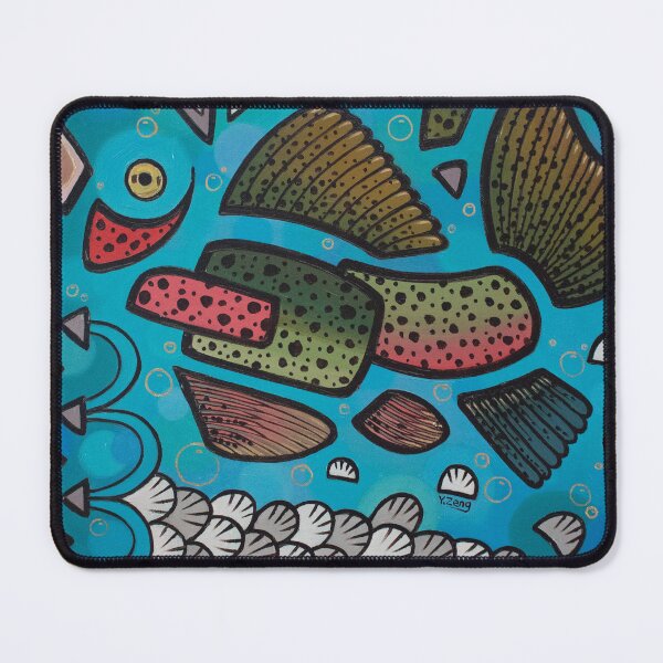 Item preview, Abstract freshwater fishes rainbow trout oil painting designed and sold by Yue Zeng Art Studio.