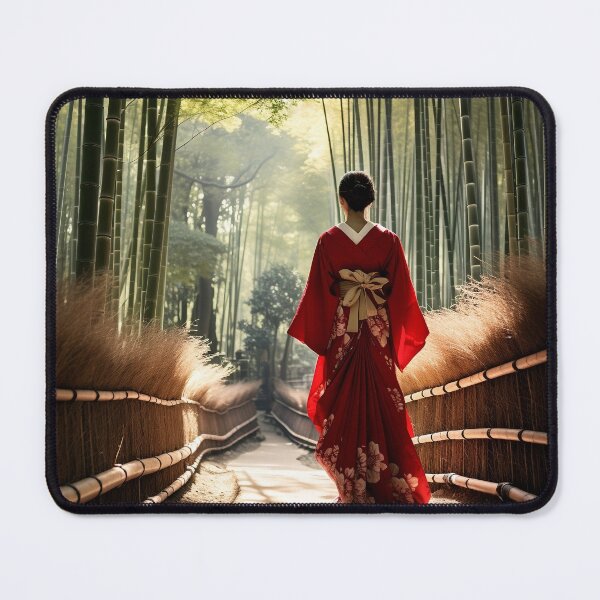 Item preview, Chinese lady in Kimono Bamboo forest with path in China - Landscape photography designed and sold by TheArtistOf2022.