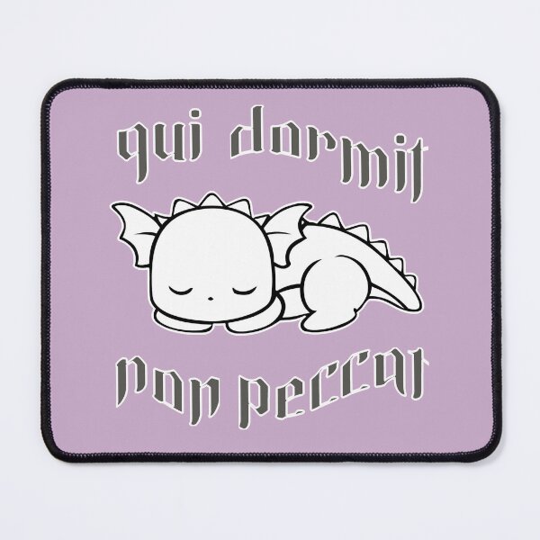 Item preview, He who sleeps, does not sin. Dreaming dragon: calming shades of gray with gothic lettering designed and sold by SplashTastic.