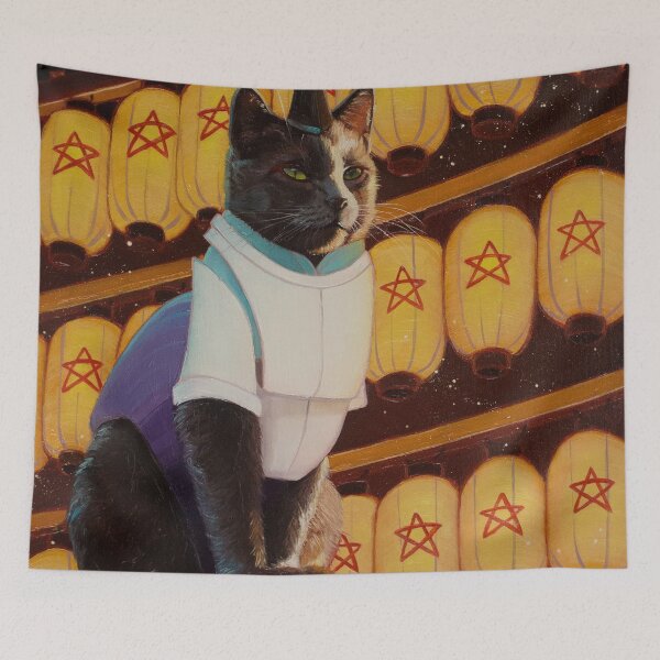 Item preview, Black cat "On-Meow-Ji" designed and sold by Yue Zeng Art Studio.