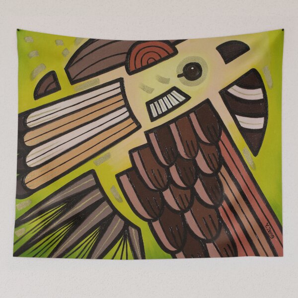 Item preview, Backyard birds House sparrow abstract oil painting designed and sold by Yue Zeng Art Studio.