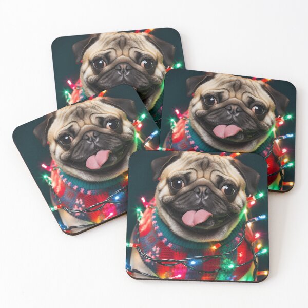 Item preview, Funny pug portrait in christmas jumper designed and sold by emaotx.
