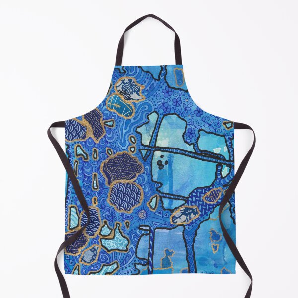 Item preview, Alien cave blue mixed media painting with washi collage designed and sold by Yue Zeng Art Studio.