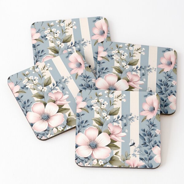 Item preview, Blue pink floral pattern in soft colors designed and sold by Naturitude.