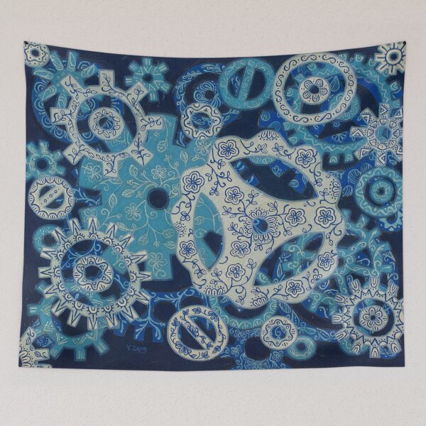 Item preview, Ceramic teeth wheel blue oil painting designed and sold by Yue Zeng Art Studio.
