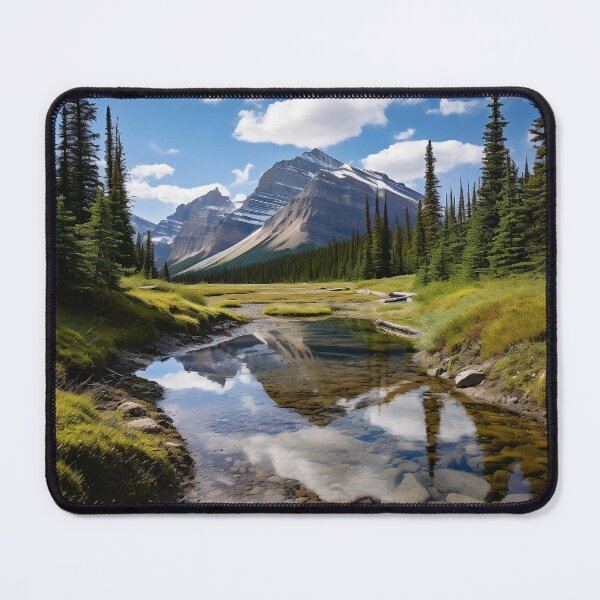 Item preview, River in a green valley with mountains long exposure - Landscape photography designed and sold by TheArtistOf2022.