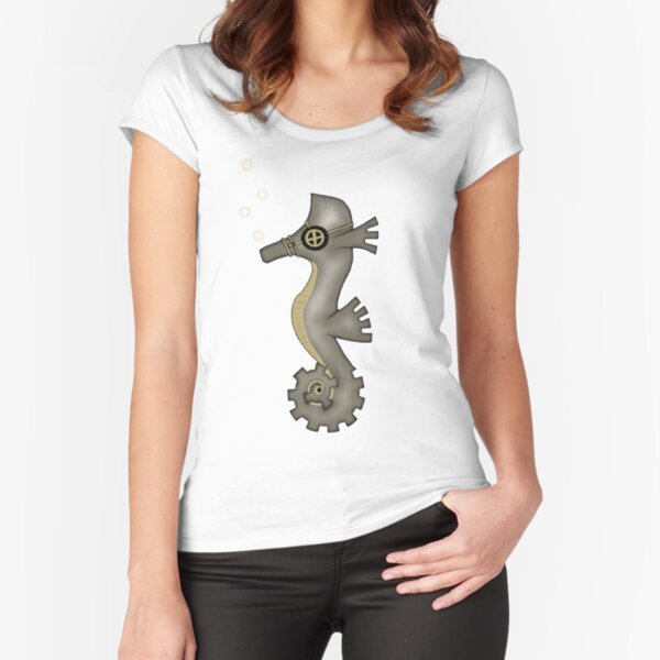 Sir Angustus Finn - Nautical Steampunk Seahorse Fitted Scoop T-Shirt