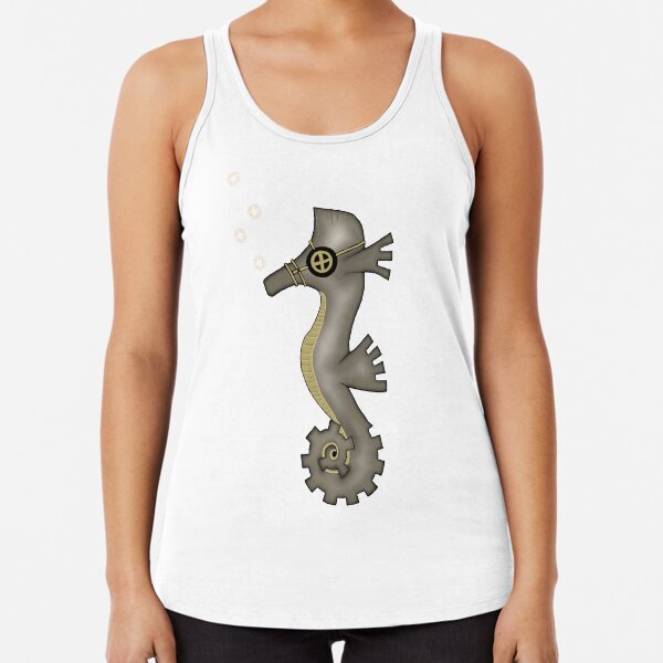 Sir Angustus Finn - Nautical Steampunk Seahorse Racerback Tank Top