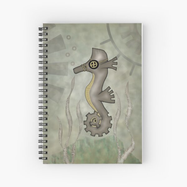 Sir Angustus Finn - Nautical Steampunk Seahorse Spiral Notebook