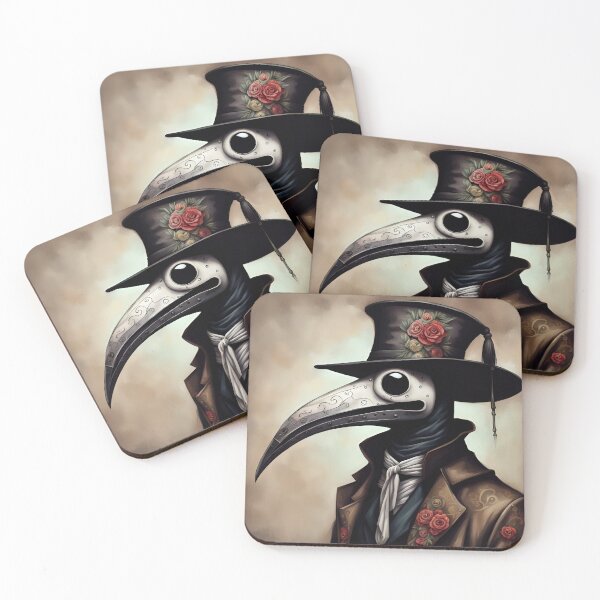 Item preview, Plague Doctor with Metal Beak, top hat and embroidered roses designed and sold by SirenSeventyOne.
