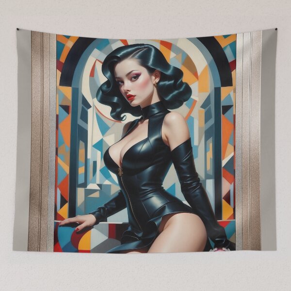 Aperçu de l'œuvre « Maître des angles Pin Up Girl Portrait enchanteur AI Concept Art » par Xzendor7 créée et vendue par Xzendor7 Digital Art Creations.