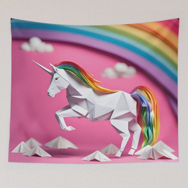 Item preview, Origami Art - Above the Rainbow: Graceful Unicorn Leaps into Fantasy designed and sold by ArtfulFolds.